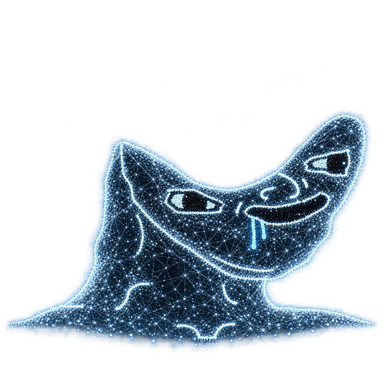 Brainretard rendered as a glowing white-blue point cloud